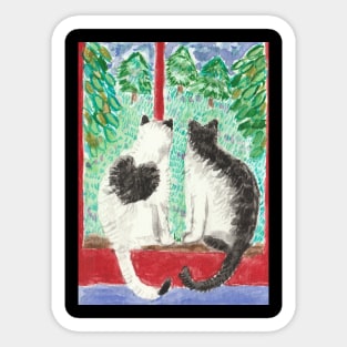 Cats looking out window Sticker